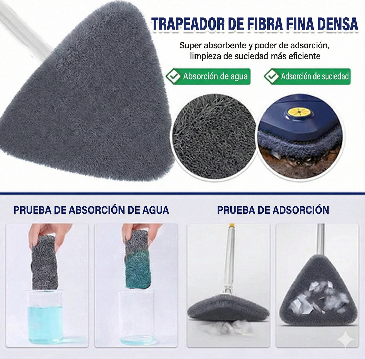 Mopa Fregona Triangular De Limpieza Ajustable Giratoria de 360°